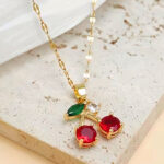 Halskette Kirschen mit Blatt