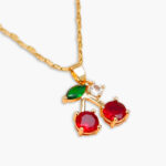 Halskette Kirschen mit Blatt – Bild 2