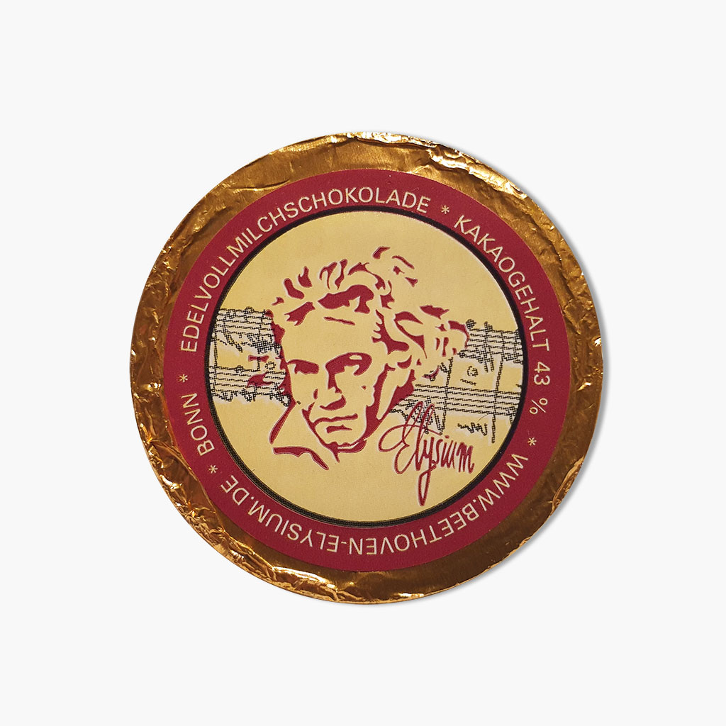 Schokolade-Golddublone Beethoven-Dublonen aus Edelzartbitterschokolade – Bild 1